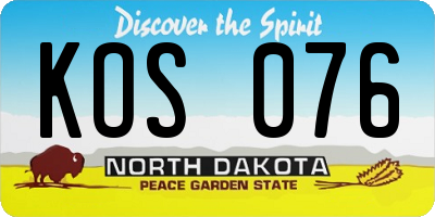 ND license plate KOS076