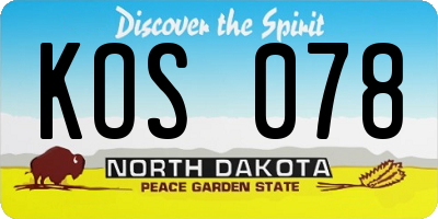 ND license plate KOS078