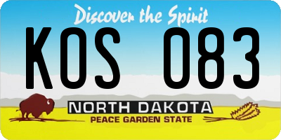 ND license plate KOS083