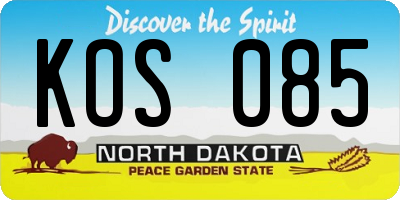 ND license plate KOS085