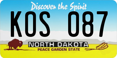 ND license plate KOS087
