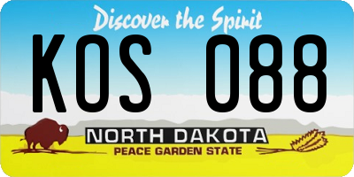 ND license plate KOS088