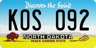 ND license plate KOS092