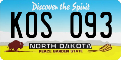 ND license plate KOS093