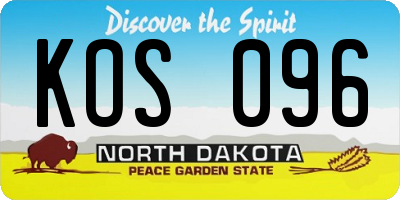 ND license plate KOS096