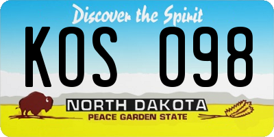 ND license plate KOS098