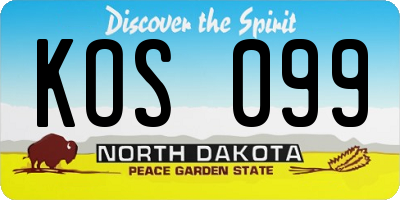 ND license plate KOS099