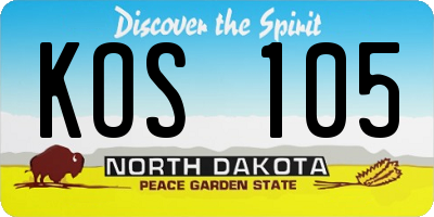 ND license plate KOS105