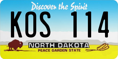 ND license plate KOS114