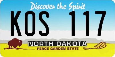 ND license plate KOS117