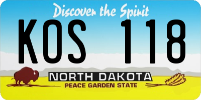 ND license plate KOS118