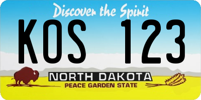 ND license plate KOS123