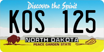 ND license plate KOS125