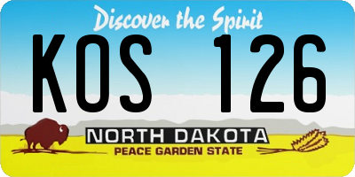 ND license plate KOS126