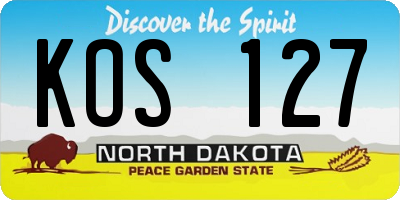 ND license plate KOS127