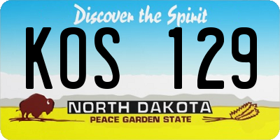 ND license plate KOS129