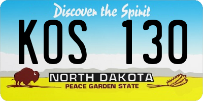 ND license plate KOS130