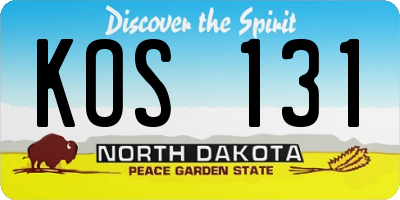 ND license plate KOS131