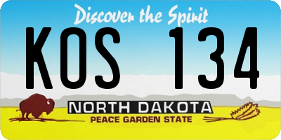ND license plate KOS134