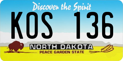 ND license plate KOS136