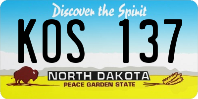 ND license plate KOS137