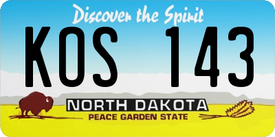 ND license plate KOS143