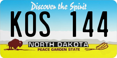 ND license plate KOS144