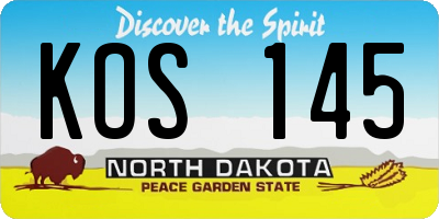 ND license plate KOS145