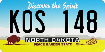 ND license plate KOS148