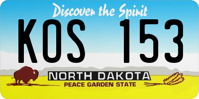 ND license plate KOS153