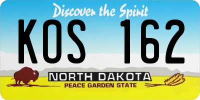 ND license plate KOS162