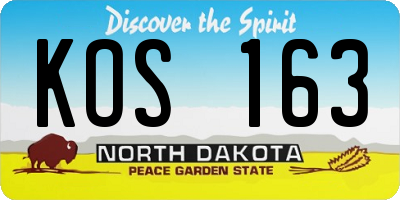 ND license plate KOS163