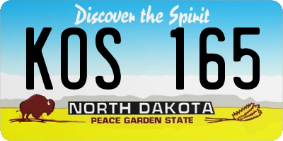 ND license plate KOS165