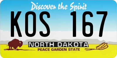 ND license plate KOS167