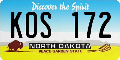 ND license plate KOS172