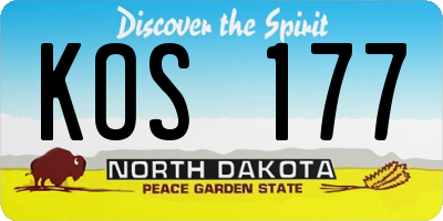 ND license plate KOS177