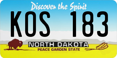 ND license plate KOS183