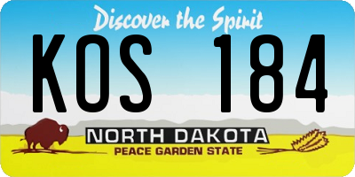 ND license plate KOS184