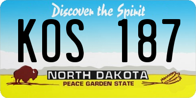 ND license plate KOS187