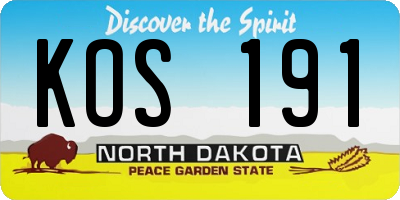ND license plate KOS191