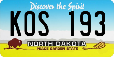 ND license plate KOS193