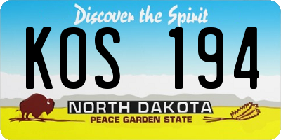ND license plate KOS194