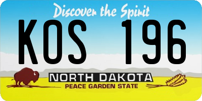 ND license plate KOS196