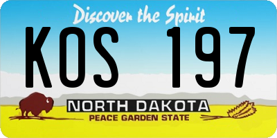 ND license plate KOS197