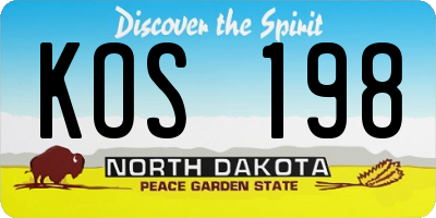 ND license plate KOS198