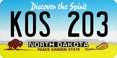 ND license plate KOS203