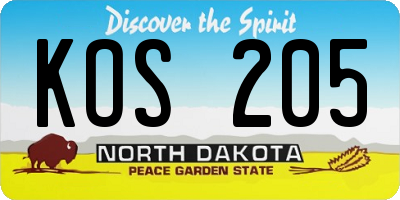 ND license plate KOS205