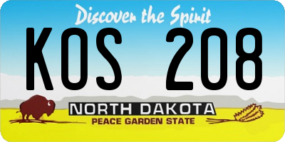 ND license plate KOS208