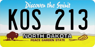 ND license plate KOS213