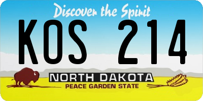 ND license plate KOS214